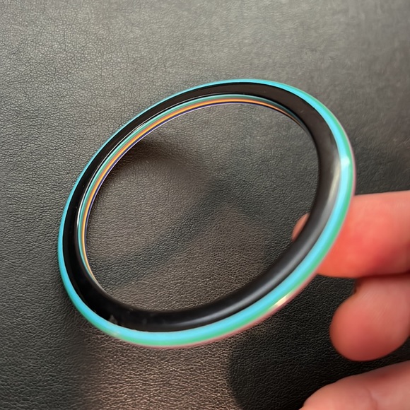 Jewelry - Vintage Plastic Bracelet, Black, White, Multicolor, Thin, Retro, Boho